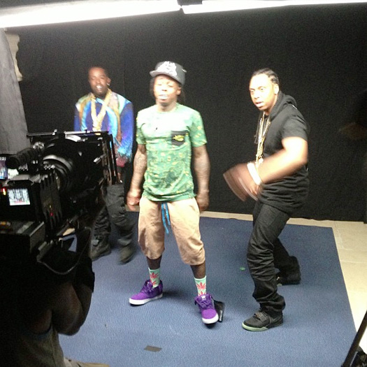 On Set Of LEP Bogus meninos, Lil Wayne & Mase vírgulas Vídeo Atire