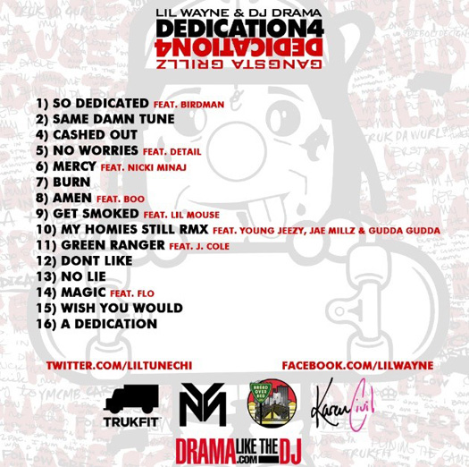 Official Tracklist For Lil Waynes Dediction 4 Mixtape