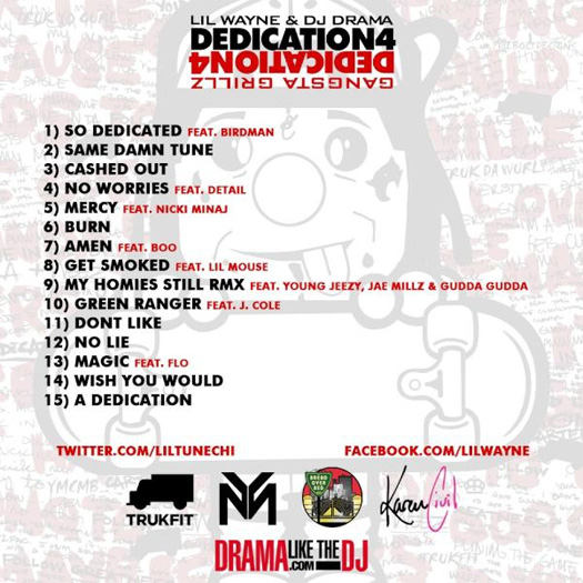 Lil Wayne Dedication 4 Mixtape Back Cover