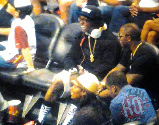 Lil Wayne Sat Courtside Com Chris Brown Em Miami Heat vs Orlando Magic Jogo