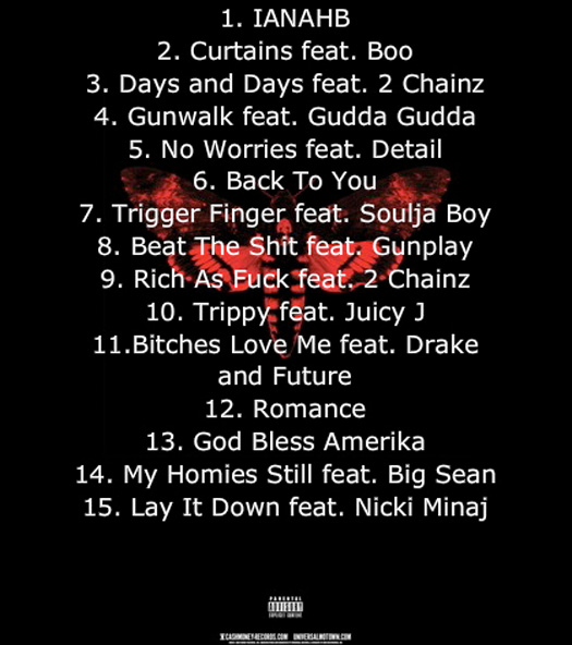 Tracklist de Lil Wayne I Am Not A Human Being 2 Album