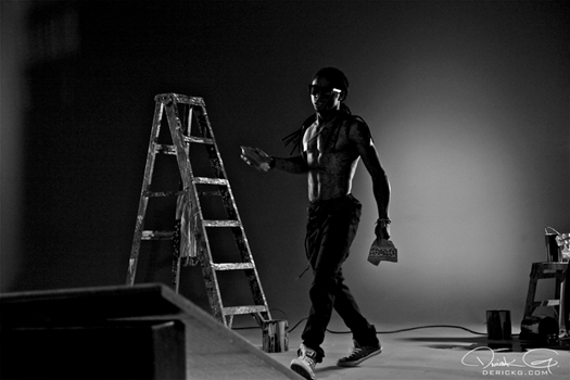 Nos bastidores de gravação de vídeo Lil Wayne Espelho