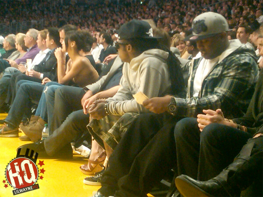 Pictures Of Lil Wayne Attending New Orleans Hornets vs Los Angeles Lakers Game