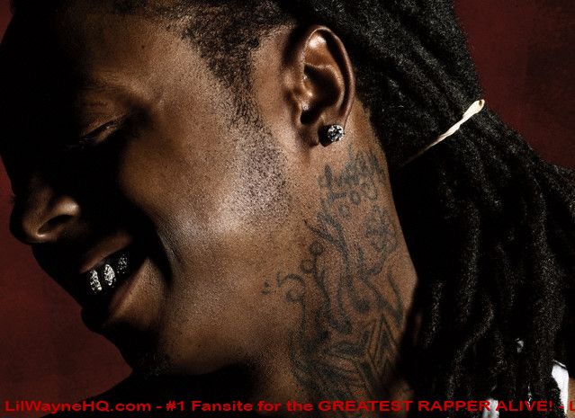 Lil Wayne Neck Tattoos The Young Money Entertainment logo on his neck and 
