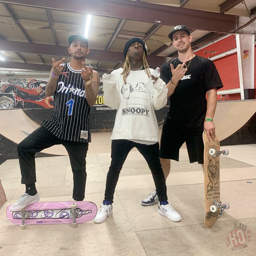 Lil Wayne Hits Up Asylum Skatepark In Illinois For A Skateboarding Session [Pictures]