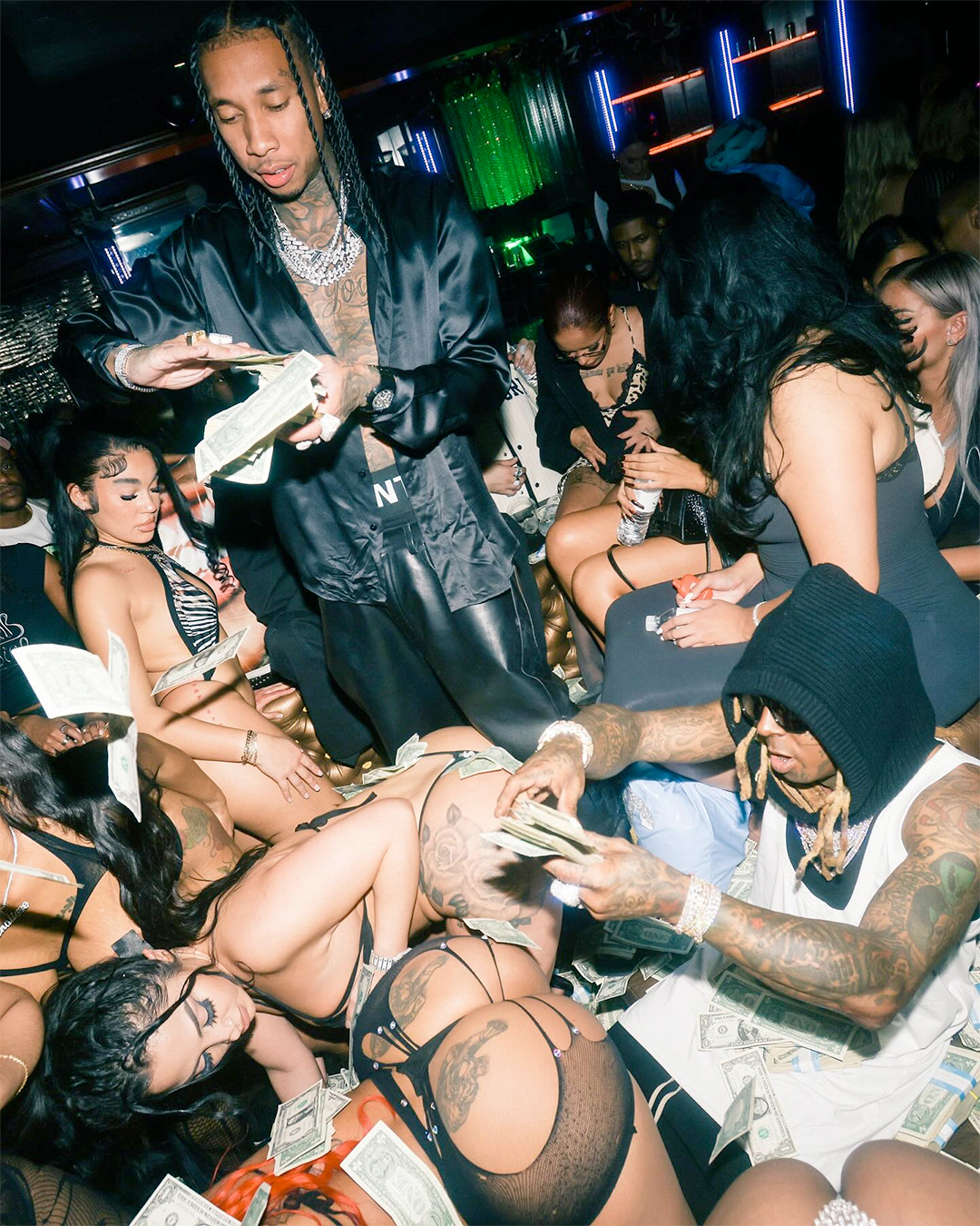 Lil Wayne Makes It Rain At Tyga 34th Birthday Party