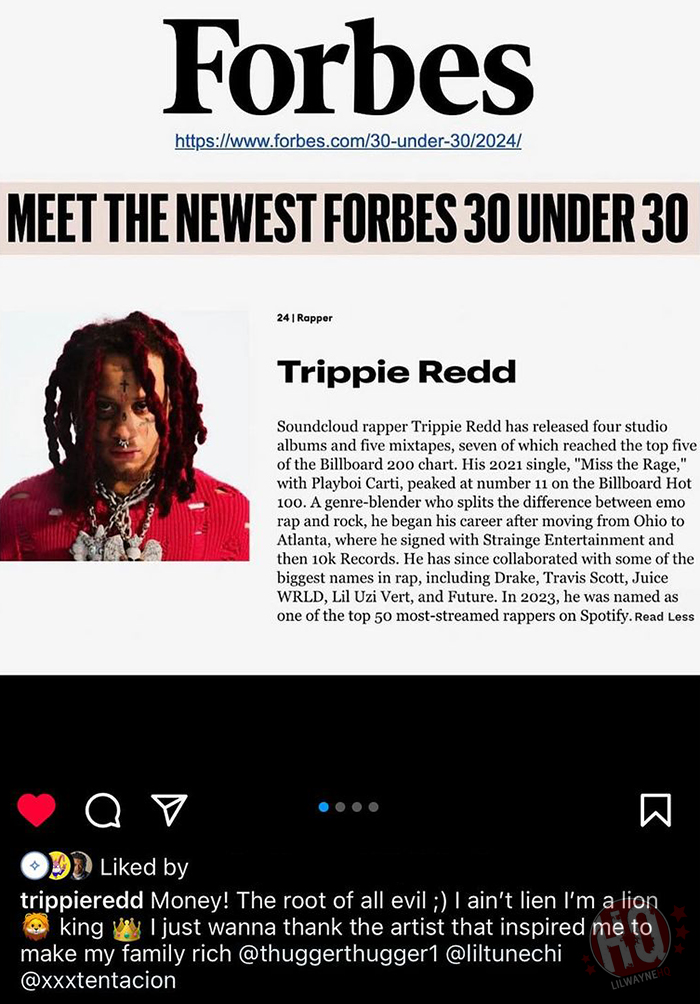 Trippie Redd Thanks Lil Wayne For Inspiring Him To Make His Family Rich