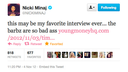 Nicki Minaj Tweets A YoungMoneyHQ Link