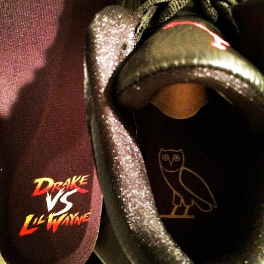 Drake Shows Off A Pair Of Drake vs Lil Wayne Air Jordans