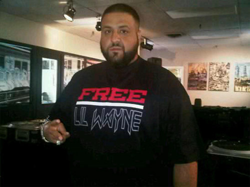 DJ Khaled Wearing A Free Lil Wayne Shirt