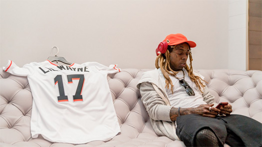 Lil Wayne Attends Miami Marlins vs Washington Nationals Baseball Game