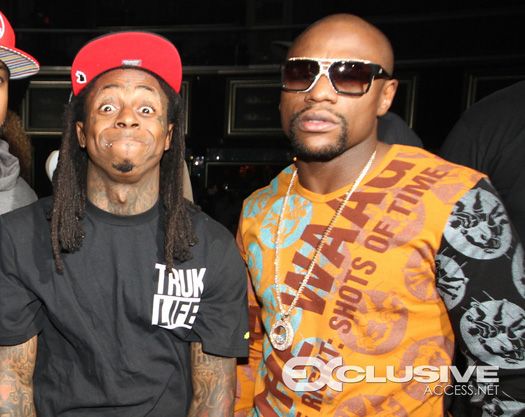 Lil Wayne Attends Bamboo Nightclub In Miami With Floyd Mayweather & Mack Maine