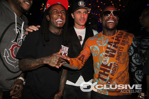 Lil Wayne Attends Bamboo Nightclub In Miami With Floyd Mayweather & Mack Maine