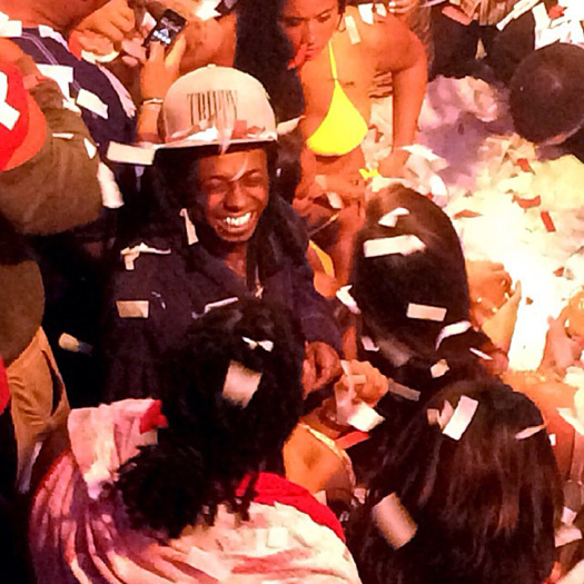 Lil Wayne Attends His Birthday Bash Wearing A Robe At LIV Nightclub In Miami