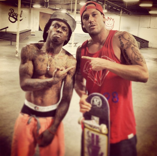 Lil Wayne Stops By Brandon Biebel Private Skatepark In Los Angeles
