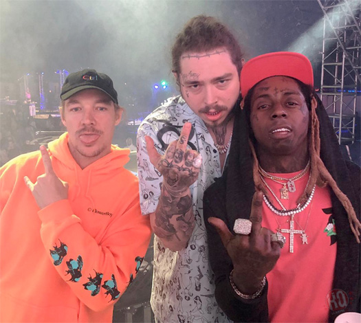 Lil Wayne Chills With Diplo & Post Malone At Coachella, Performs Live