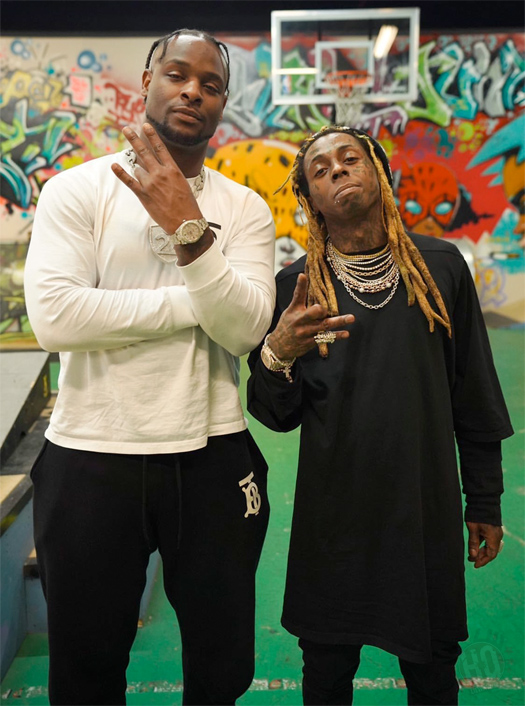 Lil Wayne Chops It Up With NFL Player LeVeon Bell At His Private Skate Park & Studio