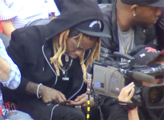 Lil Wayne Sits Court-Side At The Houston Rockets vs. Minnesota Timberwolves NBA Game