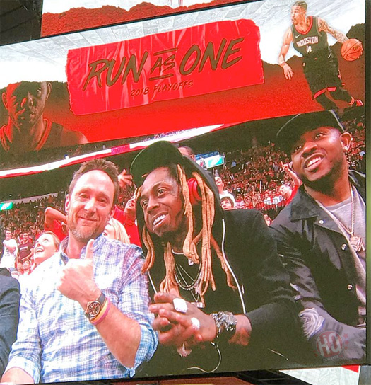 Lil Wayne Sits Court-Side At The Houston Rockets vs. Minnesota Timberwolves NBA Game