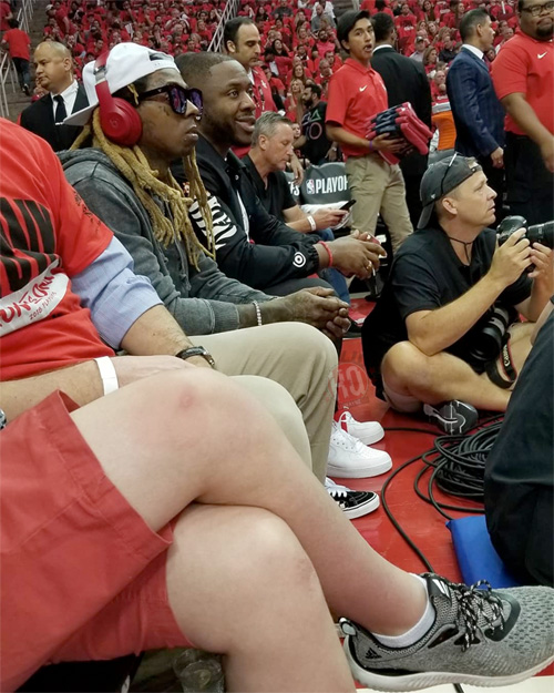 Lil Wayne Sits Court-Side At The Houston Rockets vs Utah Jazz NBA Game