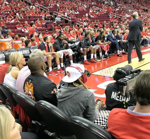 Lil Wayne Sits Court-Side At The Houston Rockets vs Utah Jazz NBA Game