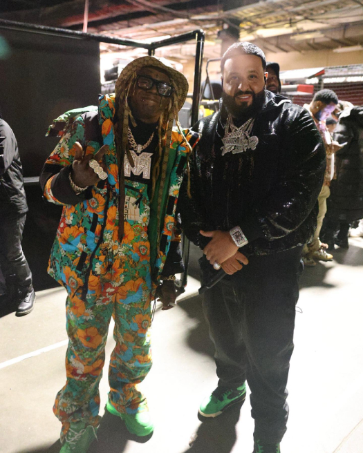 Lil Wayne Sits Courtside With Lil Baby, Performs We Takin Over With DJ Khaled At The NBA All Star Show