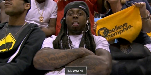 Lil Wayne Sits Courtside At Oklahoma City Thunder vs Memphis Grizzlies NBA Game