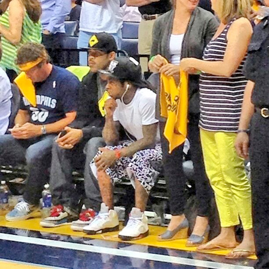 Lil Wayne Sits Courtside At Oklahoma City Thunder vs Memphis Grizzlies NBA Game