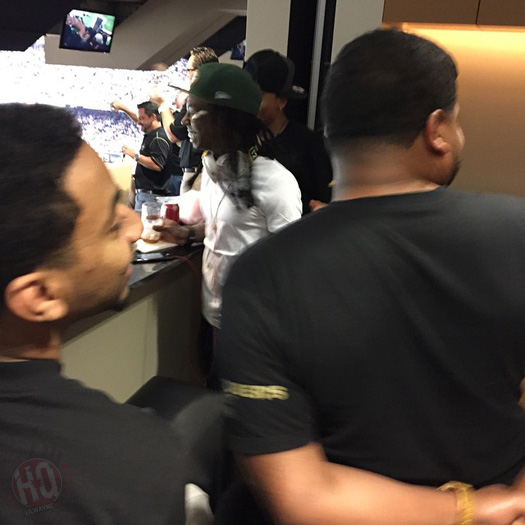 Lil Wayne Attends The Green Bay Packers vs New Orleans Saints NFL Game