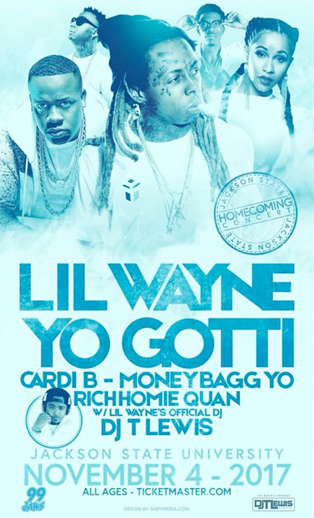 Lil Wayne To Headline JSU 2017 Homecoming Concert In Jackson, Mississippi With Cardi B, Yo Gotti & More