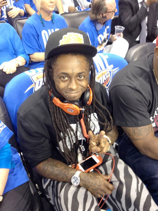 Lil Wayne Watches Game 1 Of The NBA Finals