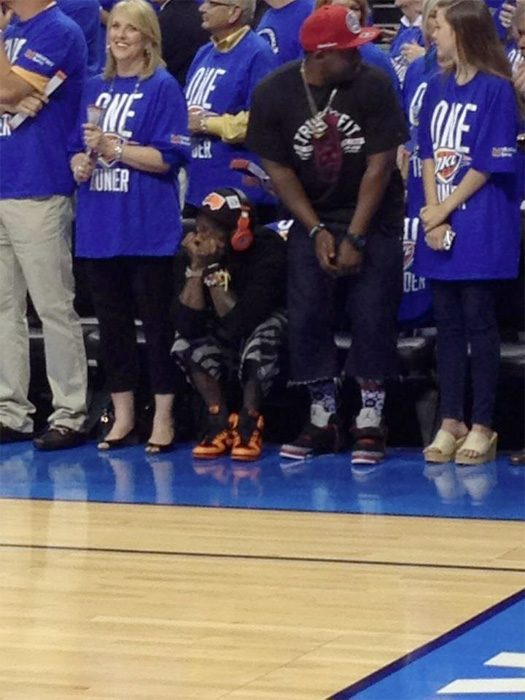 Lil Wayne Watches Game 1 Of The NBA Finals