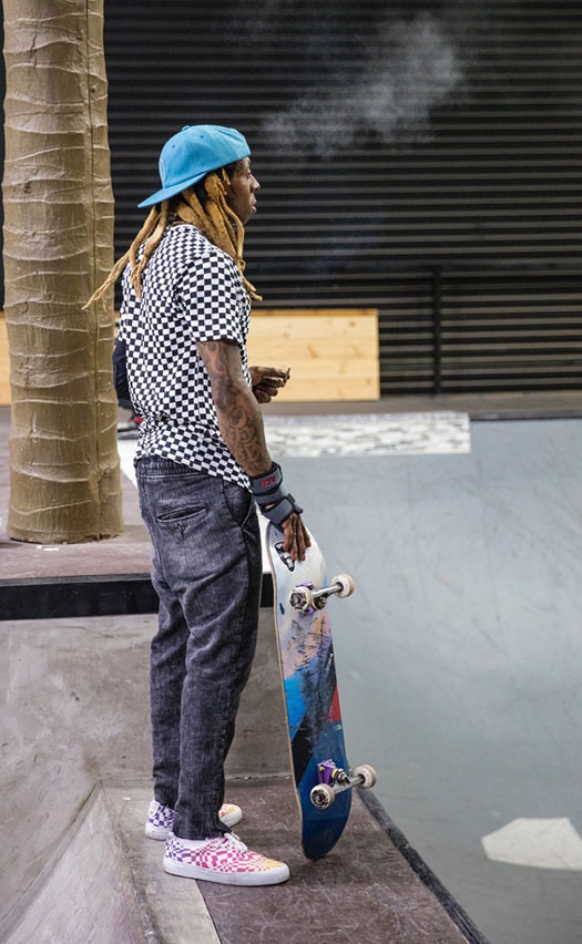 Lil Wayne Hits Up The Diamond Supply Co Indoor Skate Park In Los Angeles