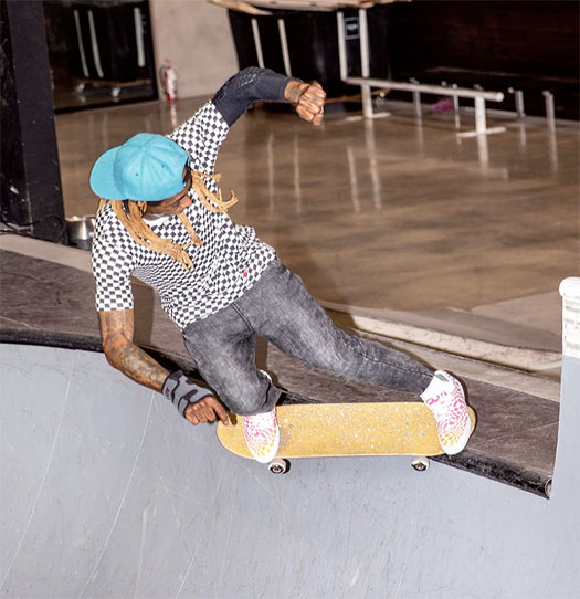 Lil Wayne Hits Up The Diamond Supply Co Indoor Skate Park In Los Angeles