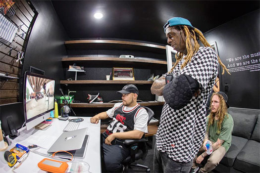 Lil Wayne Hits Up The Diamond Supply Co Indoor Skate Park In Los Angeles