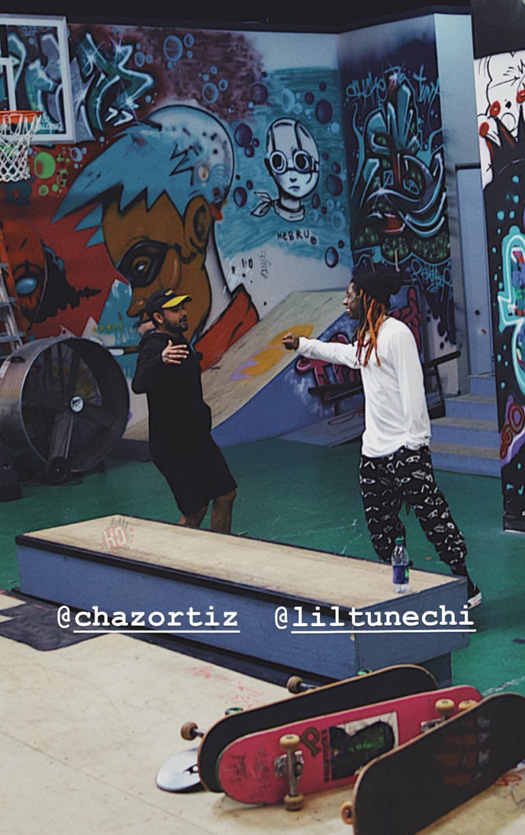 Lil Wayne Hits Up His Private Miami Skate Park With Chaz Ortiz & Marley G