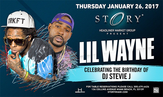 Lil Wayne To Host A Birthday Bash For DJ Stevie J At STORY Nightclub In Miami