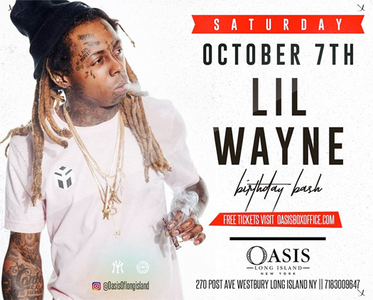 Lil Wayne To Host A Birthday Bash At Oasis Long Island Nightclub In New York