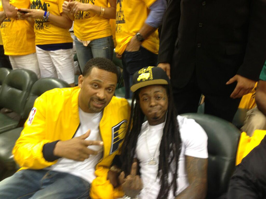 Lil Wayne Attends Indiana Pacers vs Miami Heat Game In Indianapolis