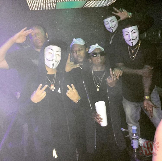 Lil Wayne Attends IVY Nightclub In Miami For Halloween, Wears A Guy Fawkes Mask