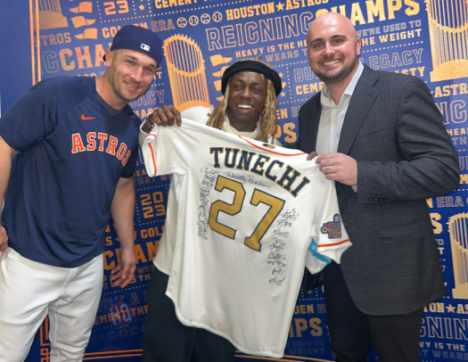 Lil Wayne Meets The Houston Astros Baseball Team At Minute Maid Park