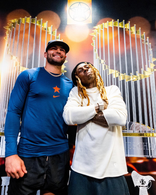 Lil Wayne Meets The Houston Astros Baseball Team At Minute Maid Park
