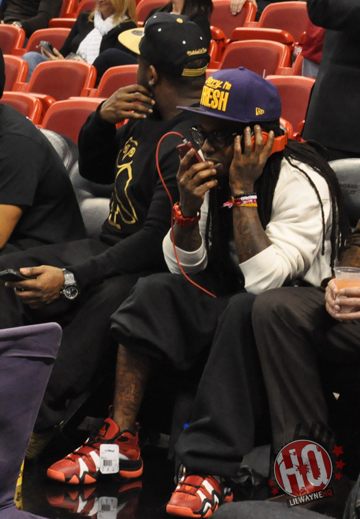 Pictures Of Lil Wayne At The Miami Heat vs Indiana Pacers Game