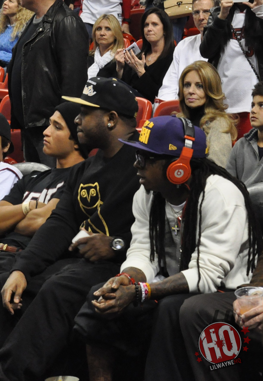 Pictures Of Lil Wayne At The Miami Heat vs Indiana Pacers Game