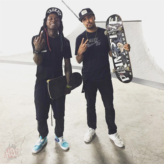 Lil Wayne Hits Up Paul Rodriguez Private Skate Park In Los Angeles
