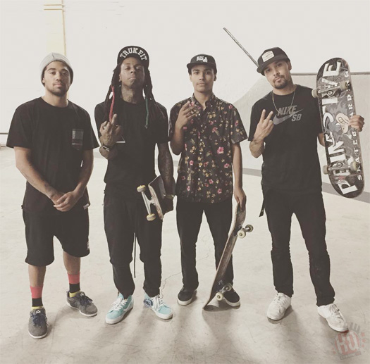 Lil Wayne Hits Up Paul Rodriguez Private Skate Park In Los Angeles