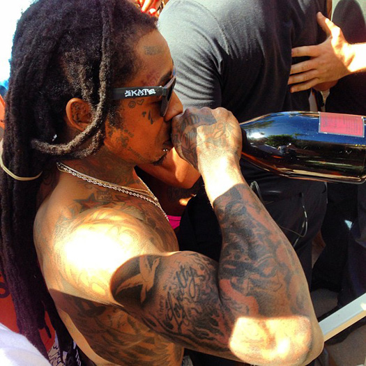 Lil Wayne Chills At A Pool Party With Diddy, Meek Mill, Fabolous & More