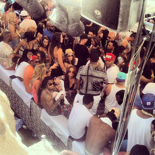 Lil Wayne Chills At A Pool Party With Diddy, Meek Mill, Fabolous & More