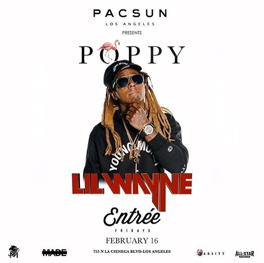 Lil Wayne Will Be At POPPY Nightclub In Los Angeles During 2018 NBA All Star Weekend