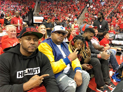 Lil Wayne Says C5 To The Camera At The Houston Rockets vs Golden State Warriors NBA Game